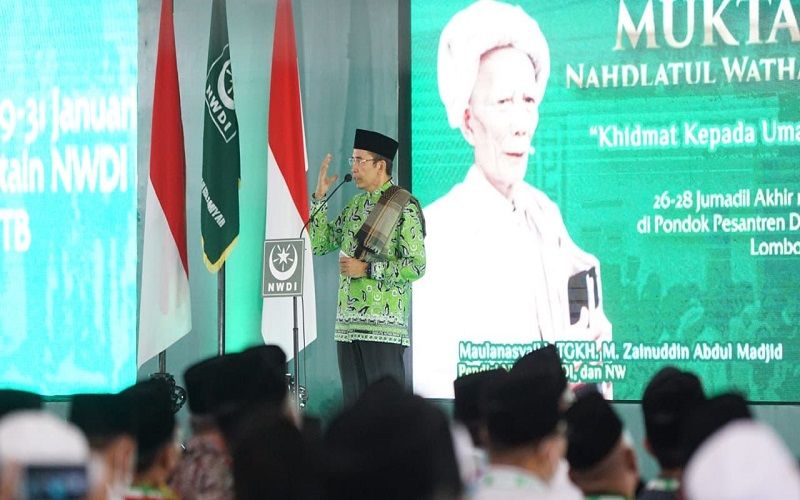 FOTO: TGB Zainul Majdi dalam acara muktamar NWDI. (iNews)