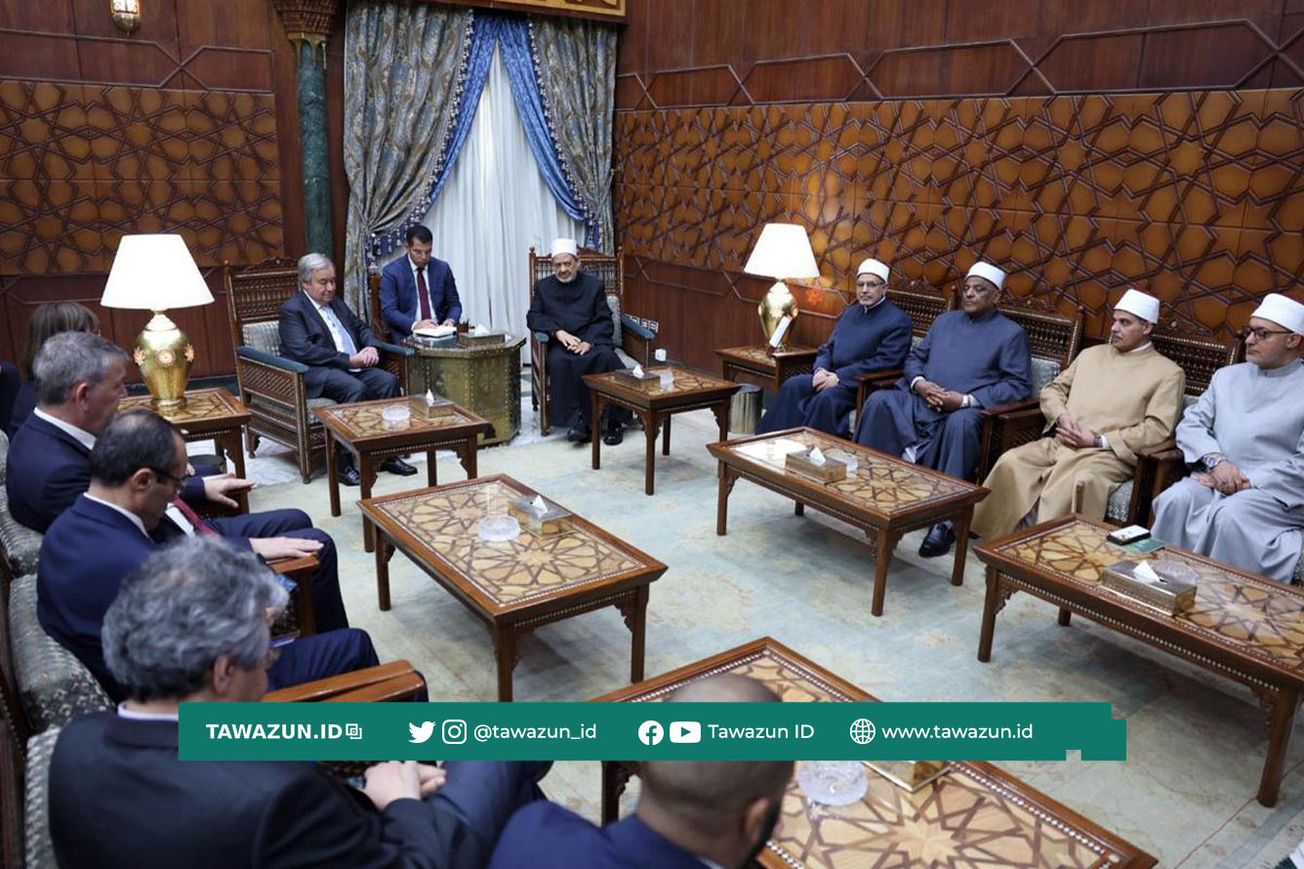 FOTO Pertemuan Sekjen PBB Antonio Guterres dengan Syekhul-Azhar Ahmad Ath-Thayyib. (Al-Azhar)