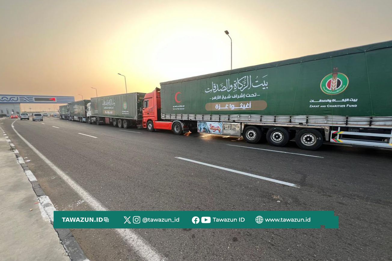 FOTO Sebagian truk yang membawa bantuan ke Gaza. (Al-Azhar)